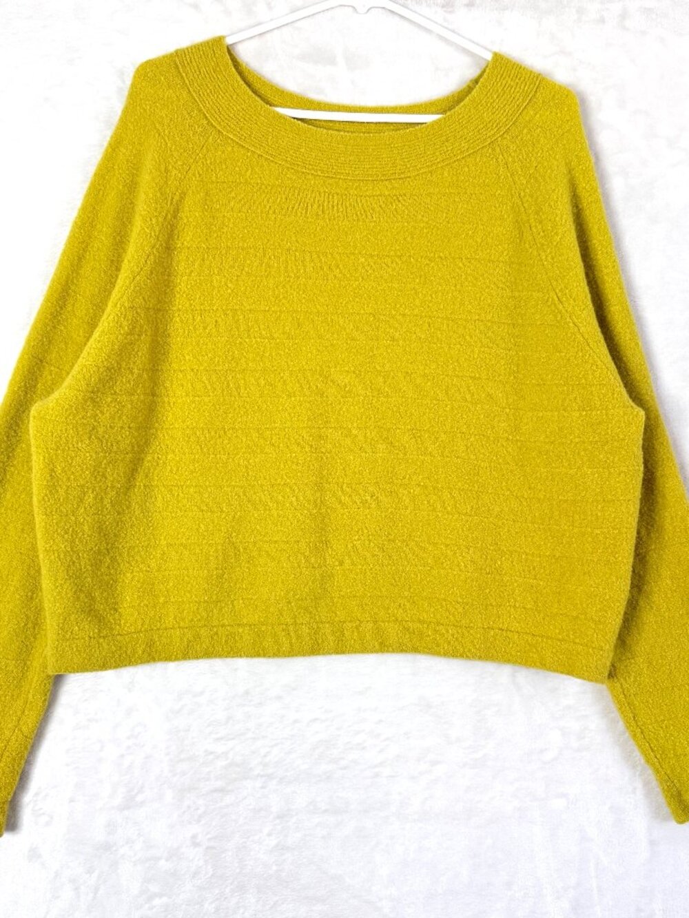 Vince Wool Blend Chunky Textured Knit Sweater Womens XL Yellow Cozy Slouchy